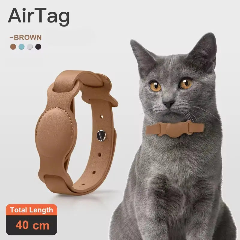 Stylish Adjustable Leather Collar for Apple Airtag - Keep Your Pet Safe and Stylish!
