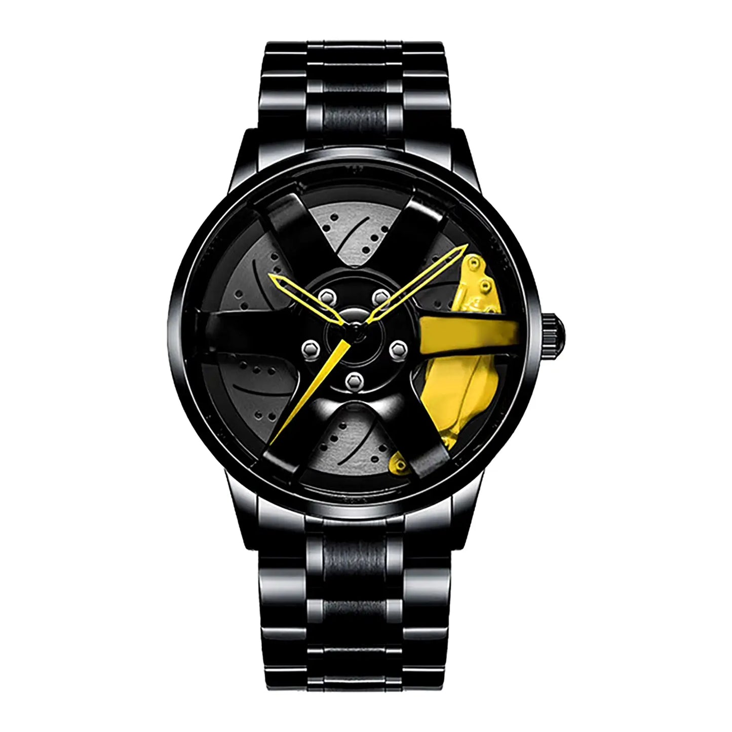 Sleek and Stylish Men's Quartz Wristwatch with Racing Car Rim Design - Perfect for Business and Casual Wear