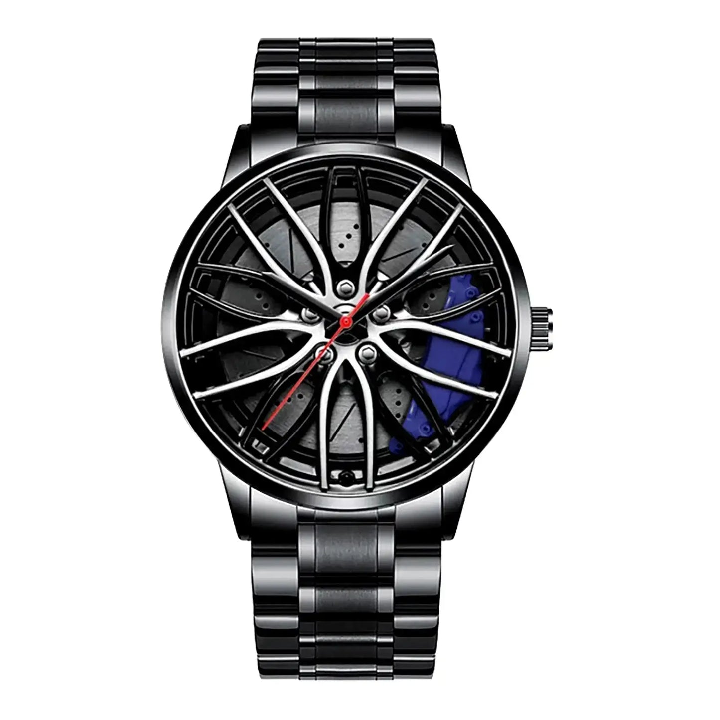 Sleek and Stylish Men's Quartz Wristwatch with Racing Car Rim Design - Perfect for Business and Casual Wear
