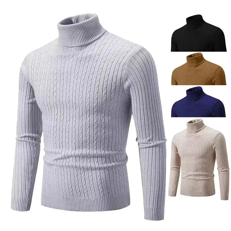 Elevate Your Style with the 2025 Men’s High Neck Turtleneck Sweater - Cozy Knitted Pullover for Winter Adventures
