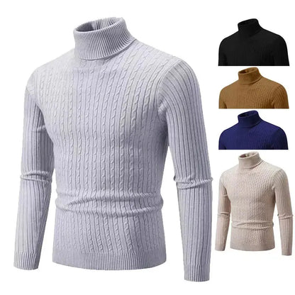 Elevate Your Style with the 2025 Men’s High Neck Turtleneck Sweater - Cozy Knitted Pullover for Winter Adventures