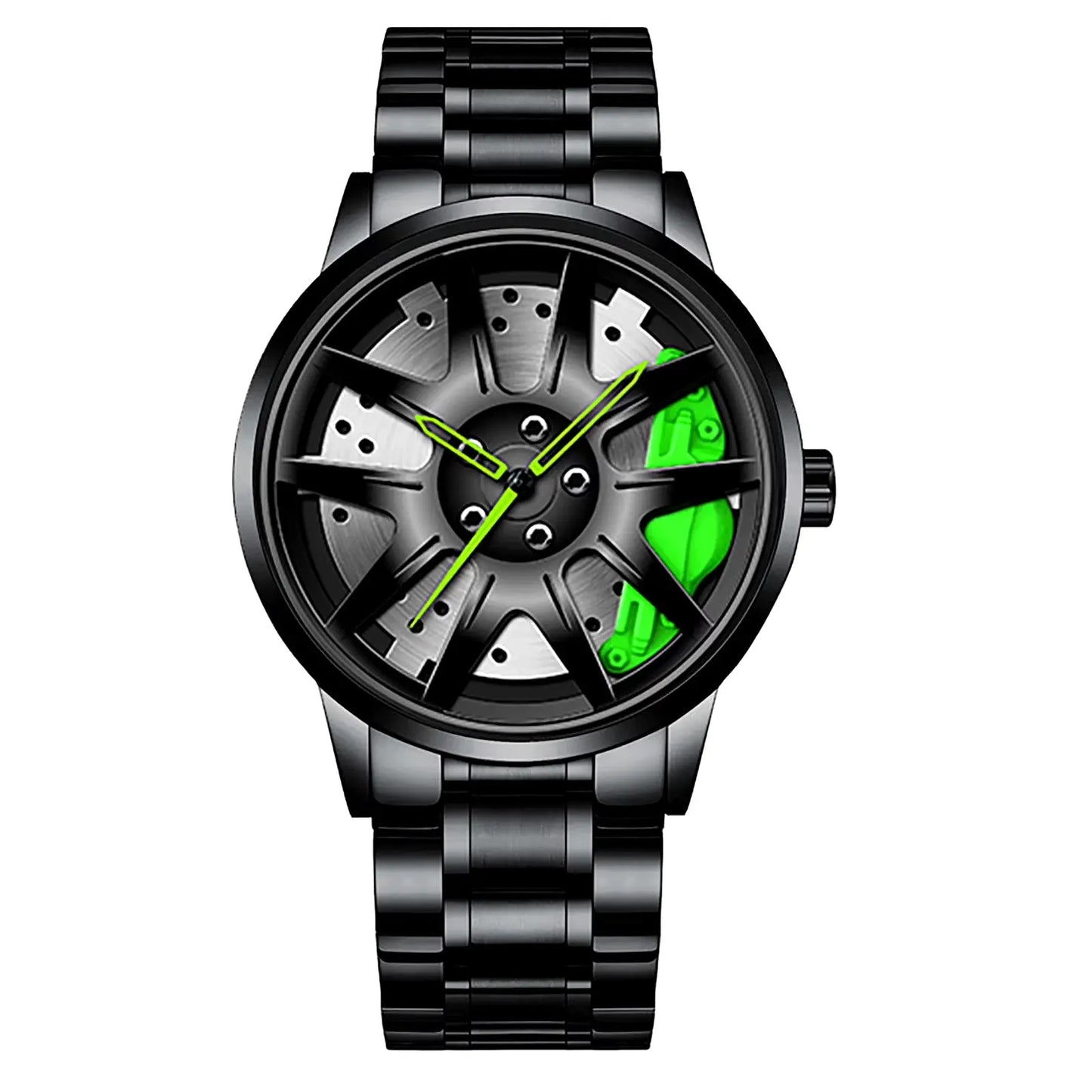 Sleek and Stylish Men's Quartz Wristwatch with Racing Car Rim Design - Perfect for Business and Casual Wear