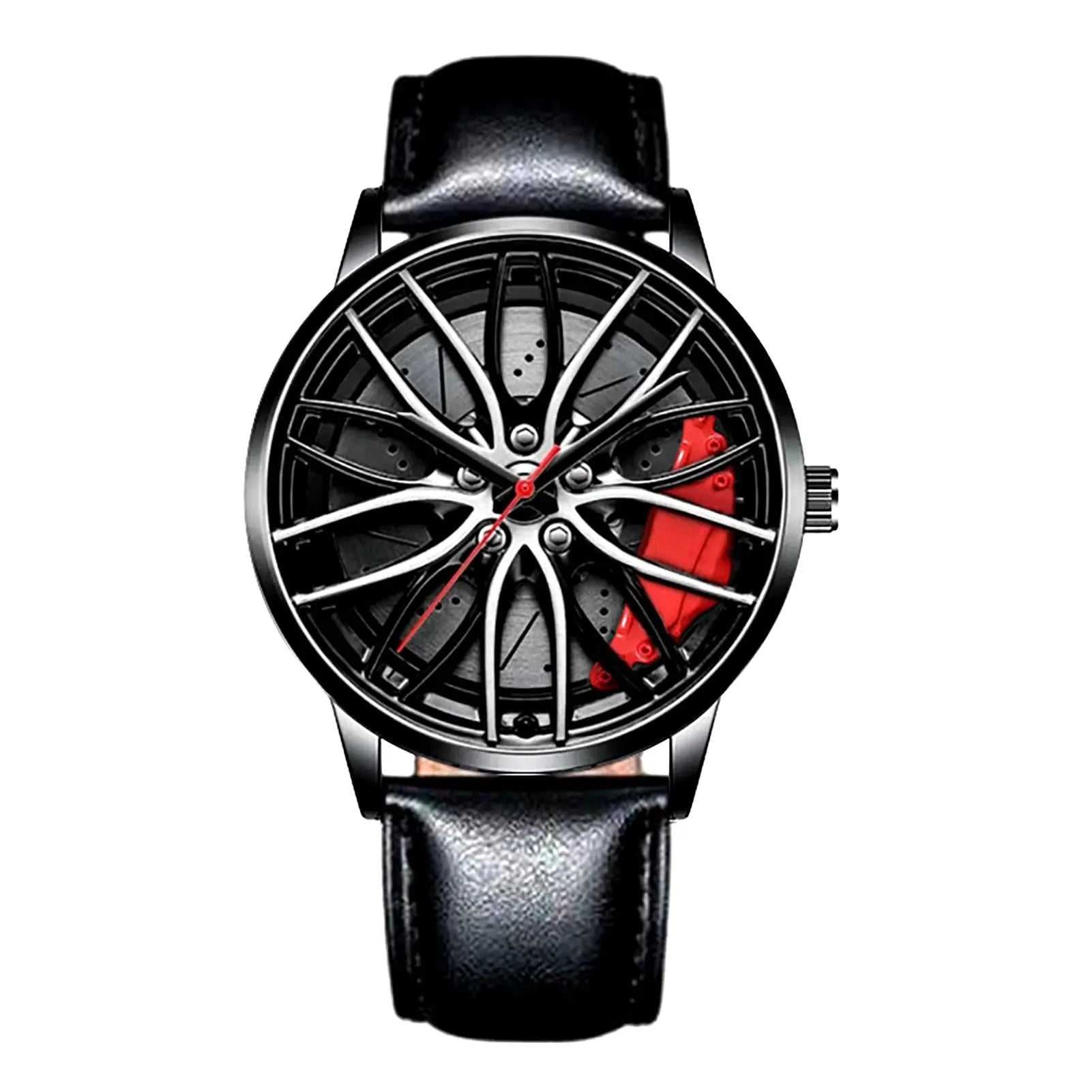 Sleek and Stylish Men's Quartz Wristwatch with Racing Car Rim Design - Perfect for Business and Casual Wear