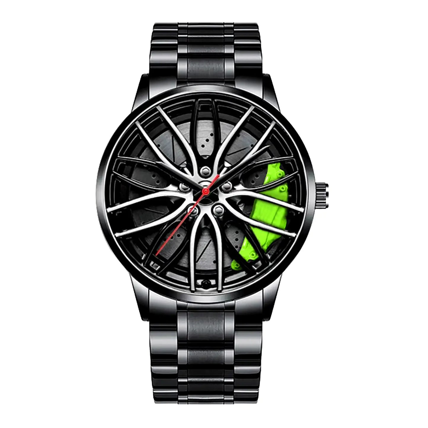 Sleek and Stylish Men's Quartz Wristwatch with Racing Car Rim Design - Perfect for Business and Casual Wear
