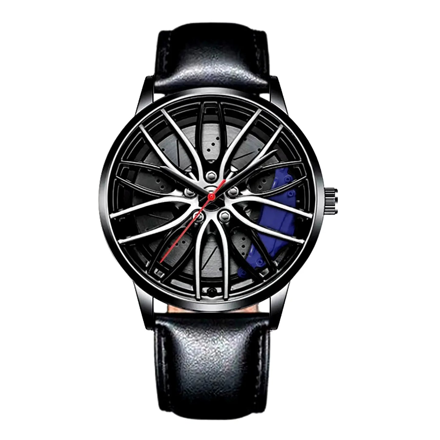 Sleek and Stylish Men's Quartz Wristwatch with Racing Car Rim Design - Perfect for Business and Casual Wear