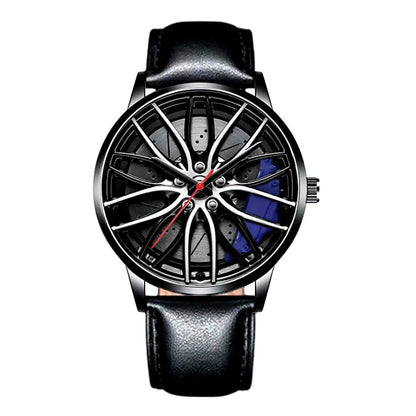 Sleek and Stylish Men's Quartz Wristwatch with Racing Car Rim Design - Perfect for Business and Casual Wear