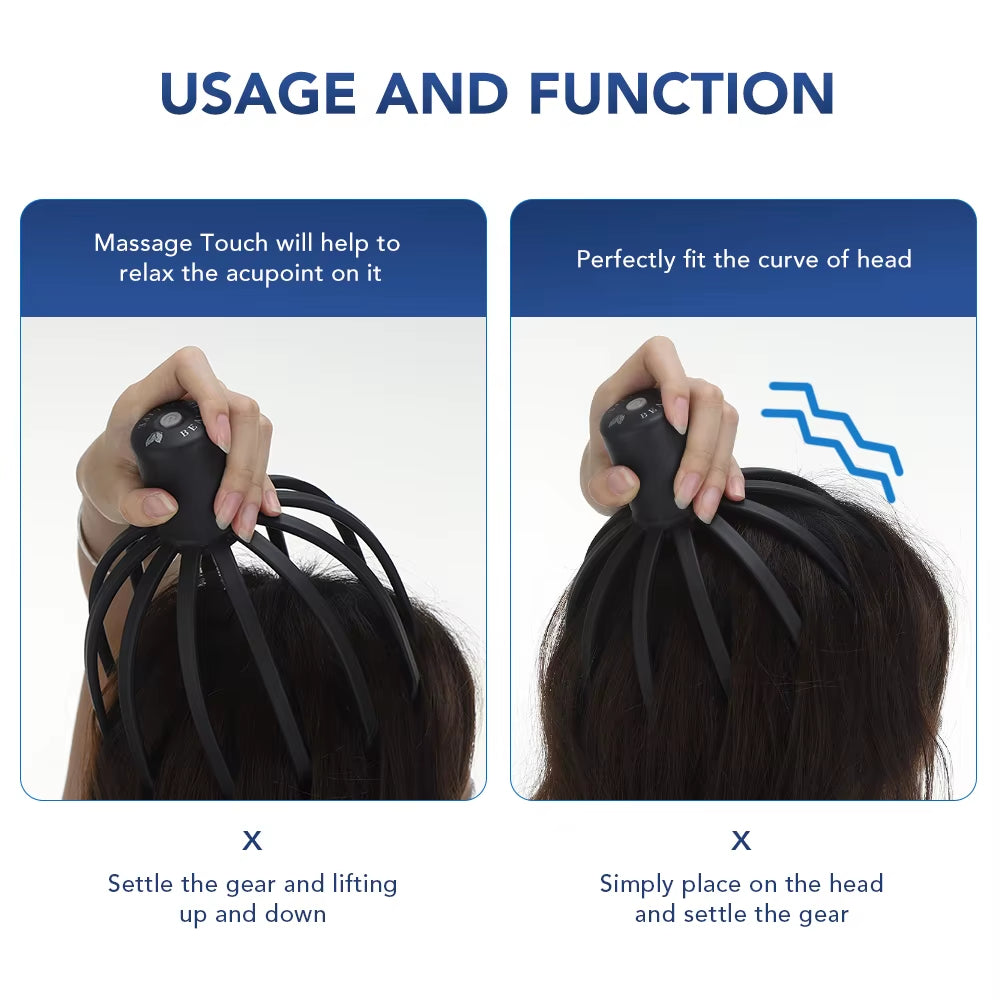 Revitalize Your Scalp with the Electric Octopus Claw Massager - Ultimate Stress Relief and Hair Stimulation Tool