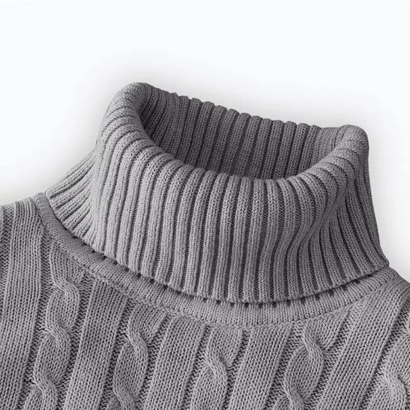 Elevate Your Style with the 2025 Men’s High Neck Turtleneck Sweater - Cozy Knitted Pullover for Winter Adventures