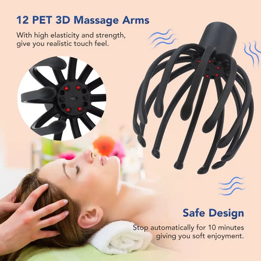 Revitalize Your Scalp with the Electric Octopus Claw Massager - Ultimate Stress Relief and Hair Stimulation Tool