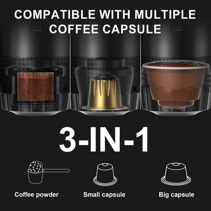 Experience Barista-Quality Coffee Anywhere: The Ultimate Wireless Portable Espresso Machine for Home, Car, and Camping – 3-in-1 Capsule and Ground Coffee Maker