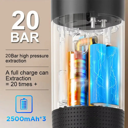 Experience Barista-Quality Coffee Anywhere: The Ultimate Wireless Portable Espresso Machine for Home, Car, and Camping – 3-in-1 Capsule and Ground Coffee Maker