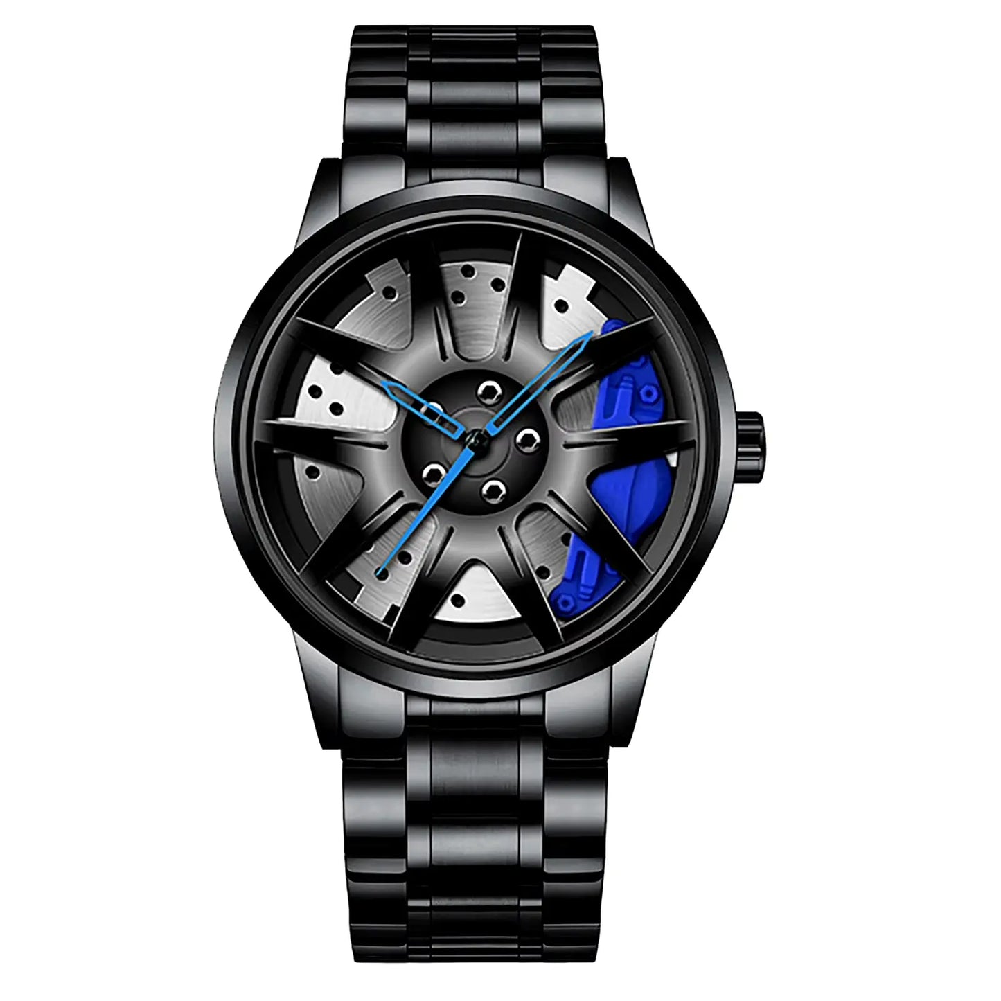 Sleek and Stylish Men's Quartz Wristwatch with Racing Car Rim Design - Perfect for Business and Casual Wear