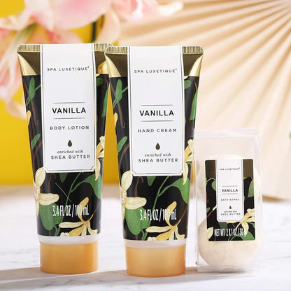 Coffret Luxe de Soin à la Vanille - 10 Pièces de Bain et Beauté pour Femme, Parfait pour Anniversaires et Fêtes