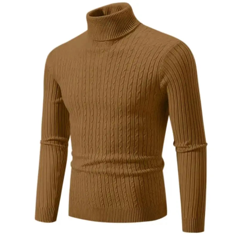 Elevate Your Style with the 2025 Men’s High Neck Turtleneck Sweater - Cozy Knitted Pullover for Winter Adventures