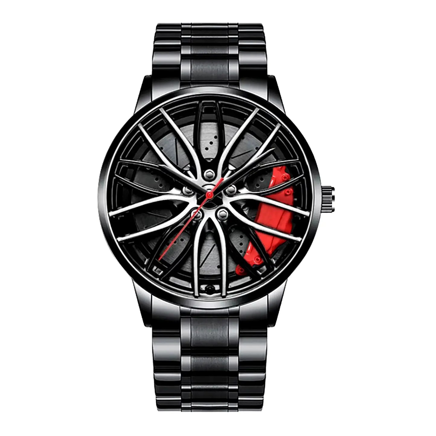 Sleek and Stylish Men's Quartz Wristwatch with Racing Car Rim Design - Perfect for Business and Casual Wear