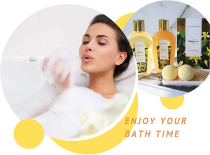 Coffret Luxe de Soin à la Vanille - 10 Pièces de Bain et Beauté pour Femme, Parfait pour Anniversaires et Fêtes