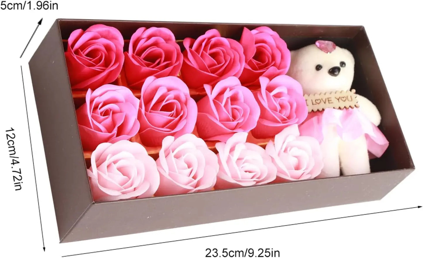 Coffret Cadeau Romantique QANYEGN : Savon De Bain Parfumé Floral avec Pétales de Roses et Ours en Peluche - Idéal pour la Saint-Valentin