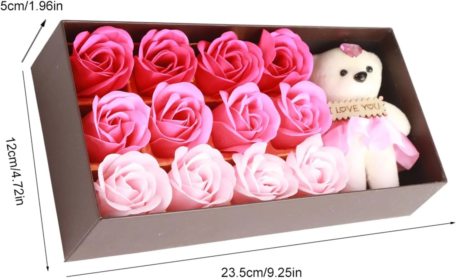 Coffret Cadeau Romantique QANYEGN : Savon De Bain Parfumé Floral avec Pétales de Roses et Ours en Peluche - Idéal pour la Saint-Valentin