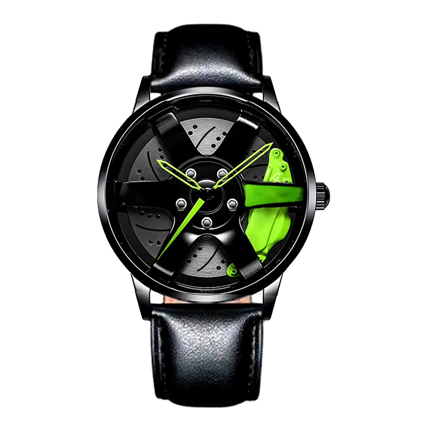 Sleek and Stylish Men's Quartz Wristwatch with Racing Car Rim Design - Perfect for Business and Casual Wear