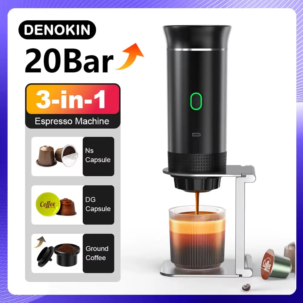 Experience Barista-Quality Coffee Anywhere: The Ultimate Wireless Portable Espresso Machine for Home, Car, and Camping – 3-in-1 Capsule and Ground Coffee Maker