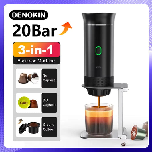 Experience Barista-Quality Coffee Anywhere: The Ultimate Wireless Portable Espresso Machine for Home, Car, and Camping – 3-in-1 Capsule and Ground Coffee Maker